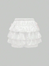 ROMWE Kawaii Women Lace Floral Ribbon Bowknot Rose Cake Layer Kawaii Shorts